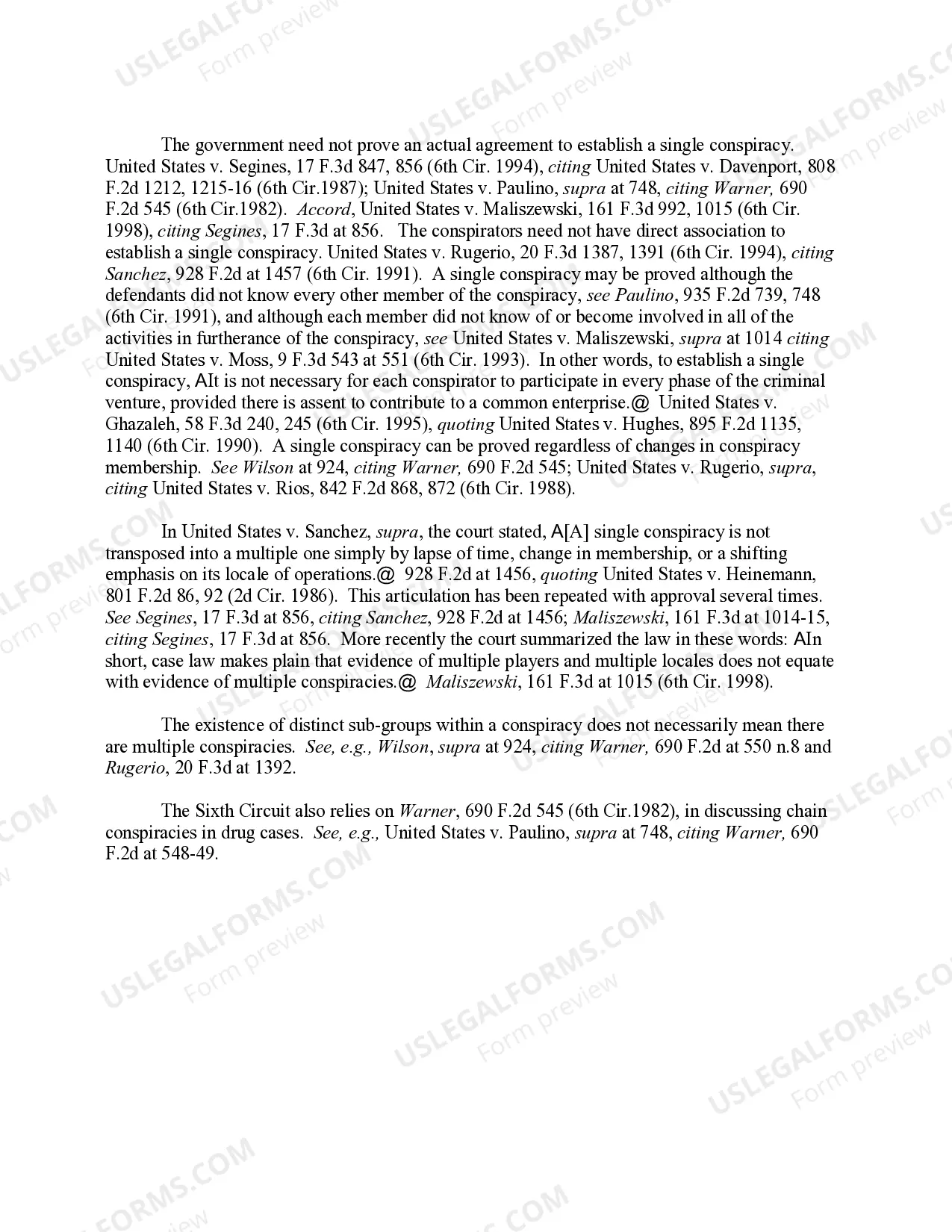 Preview MULTIPLE CONSPIRACIES--FACTORS IN DETERMINING