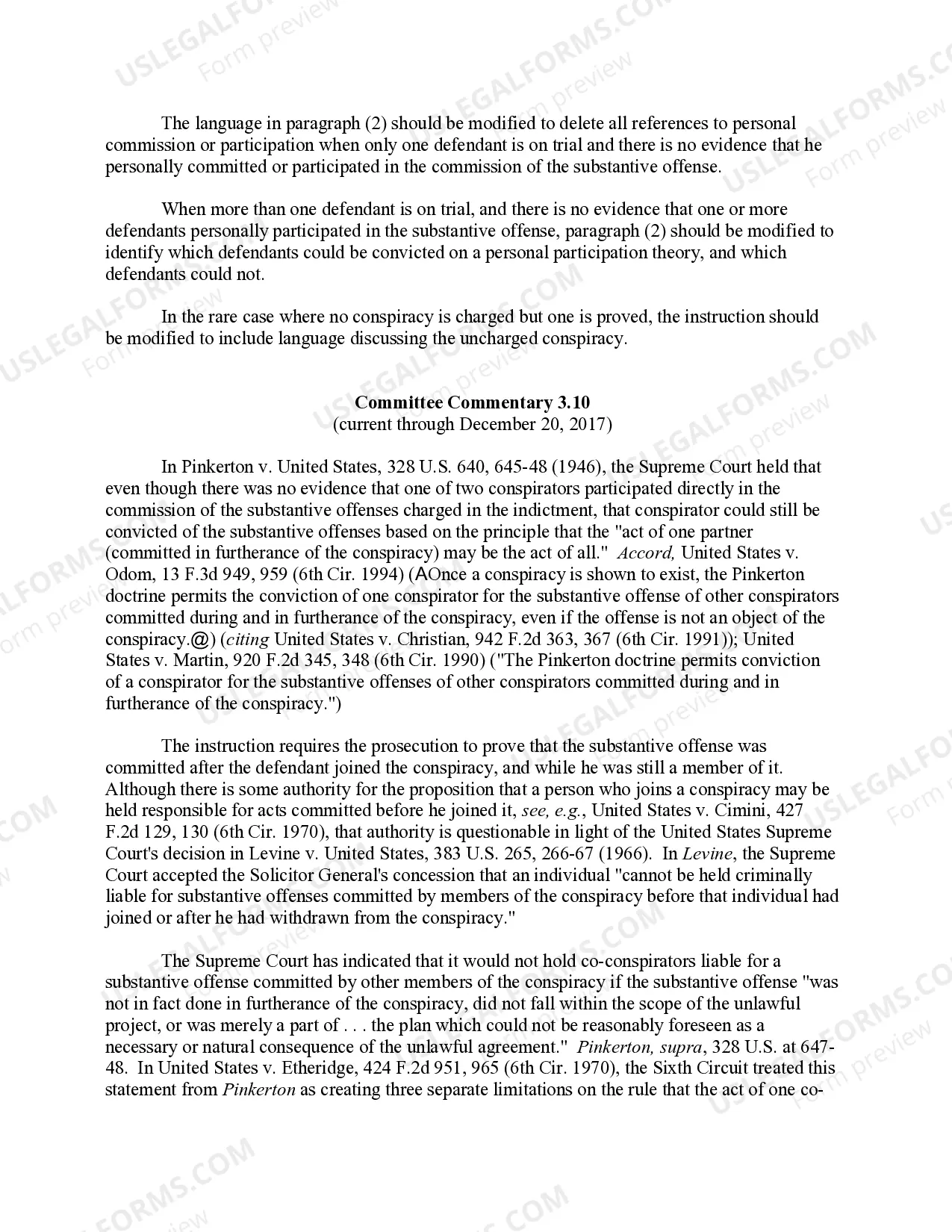 Preview PINKERTON LIABILITY FOR SUBSTANTIVE OFFENSES COMMITTED BY OTHERS