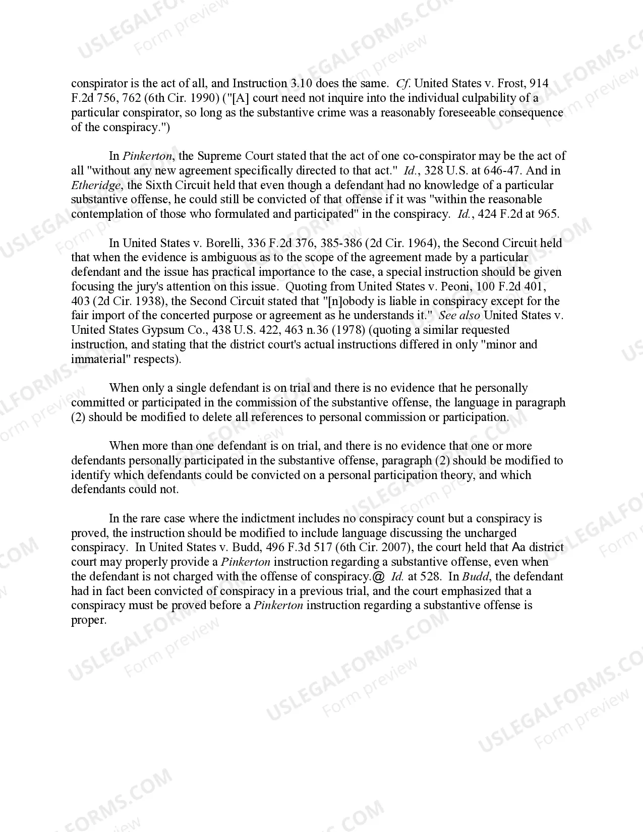 Preview PINKERTON LIABILITY FOR SUBSTANTIVE OFFENSES COMMITTED BY OTHERS