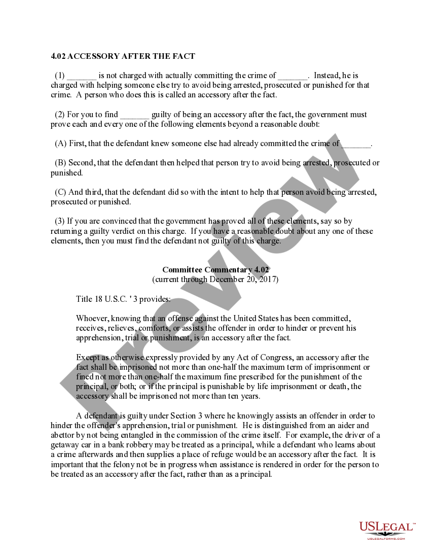 CCESSORY AFTER THE FACT US Legal Forms