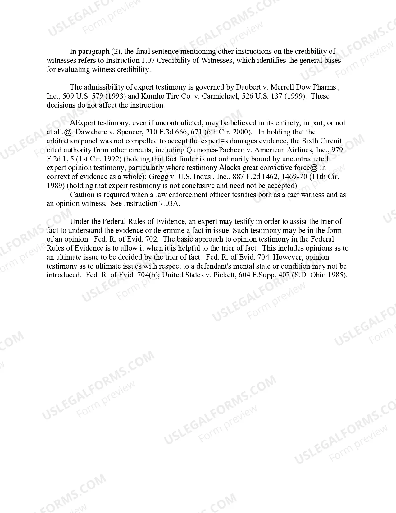 Preview OPINION TESTIMONY