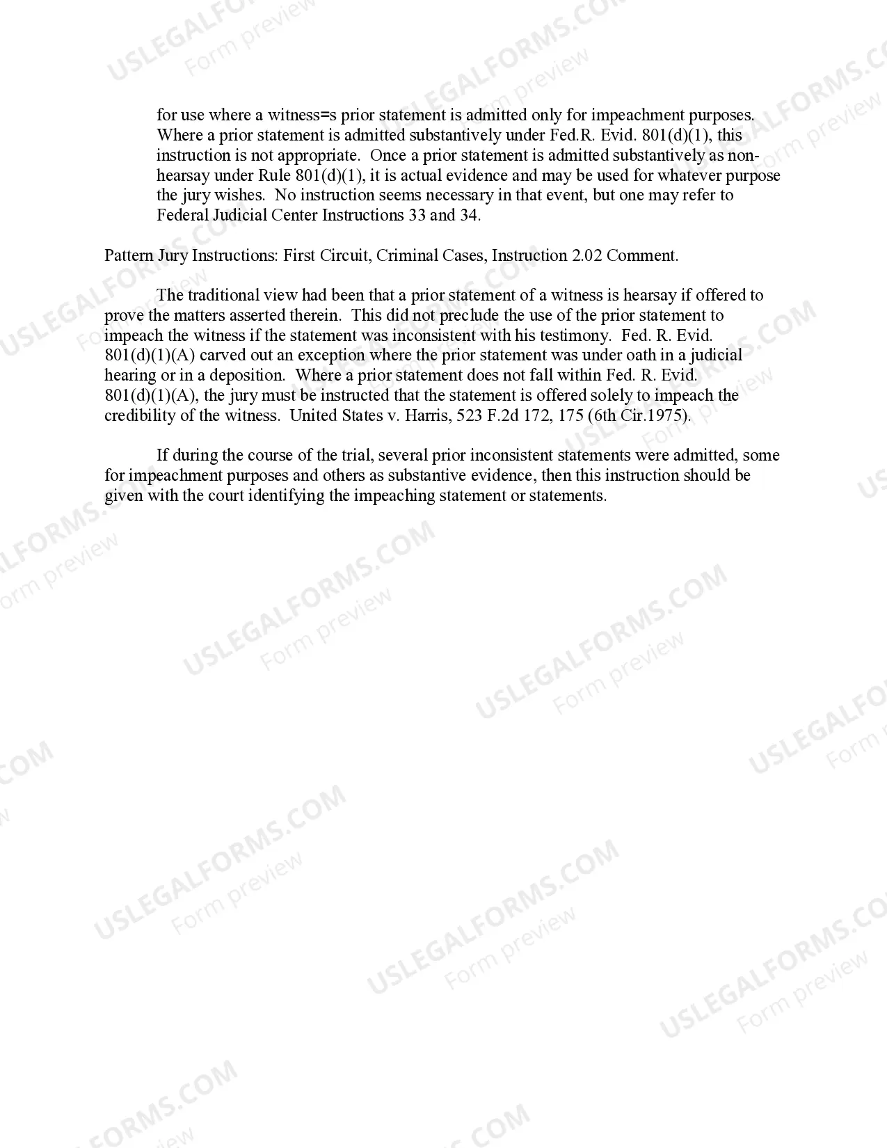Preview IMPEACHMENT BY PRIOR INCONSISTENT STATEMENT NOT UNDER OATH