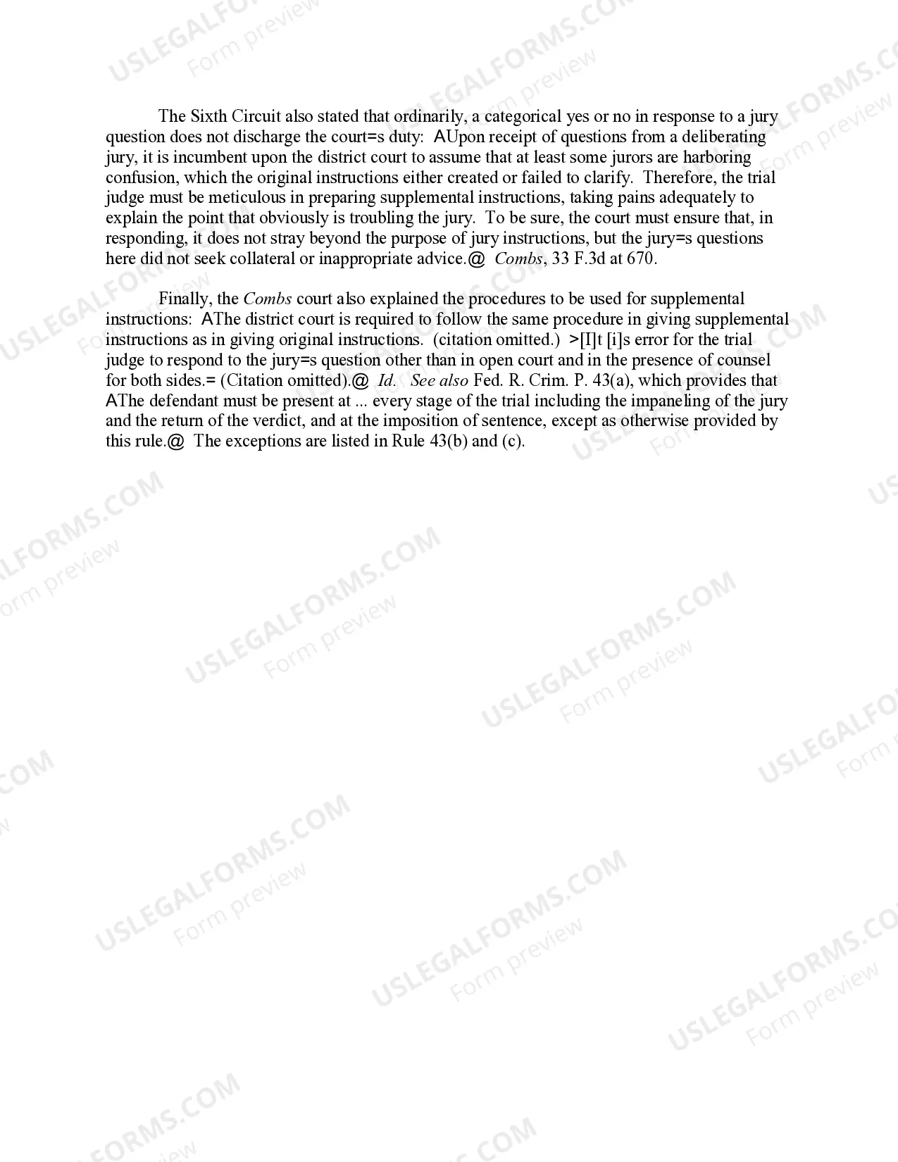 Preview SUPPLEMENTAL INSTRUCTIONS IN RESPONSE TO JUROR QUESTIONS