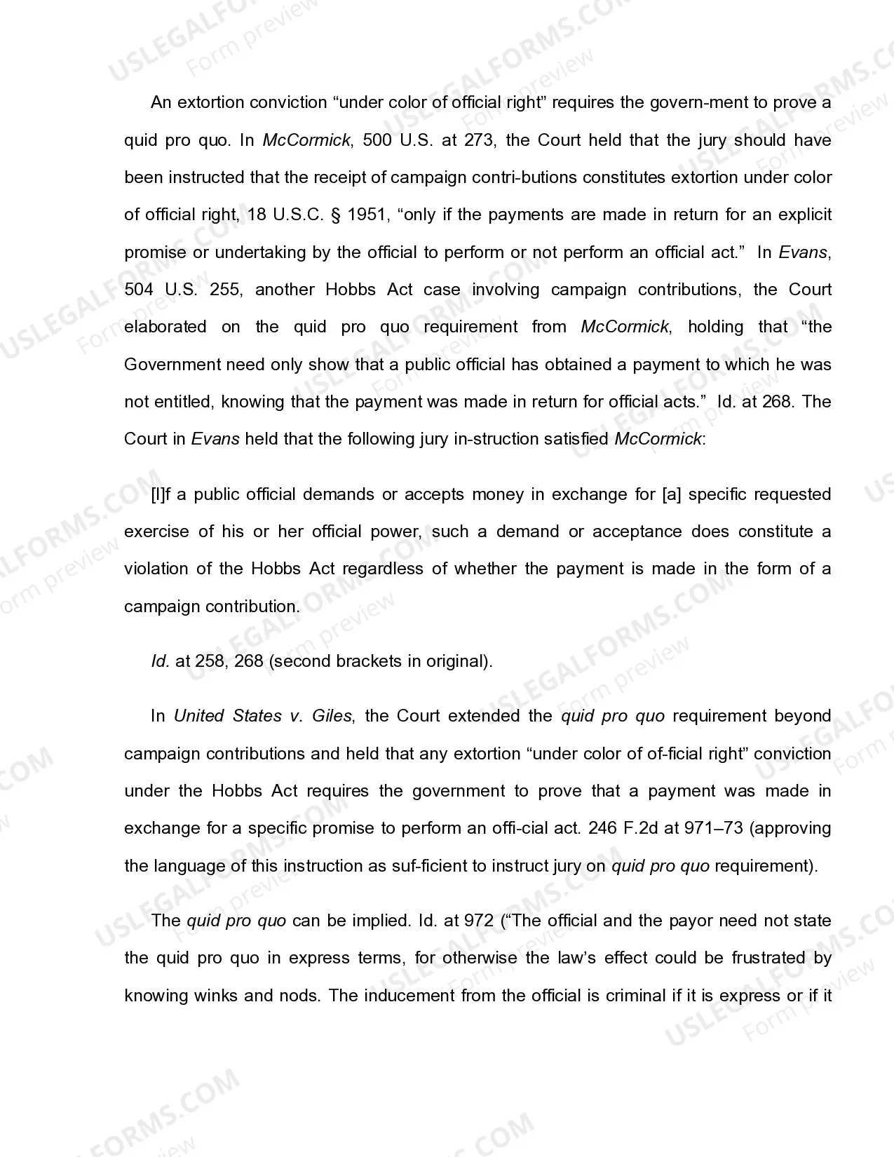 Preview 18 U.S.C. Sec. 1951 EXTORTION - NON-ROBBERY