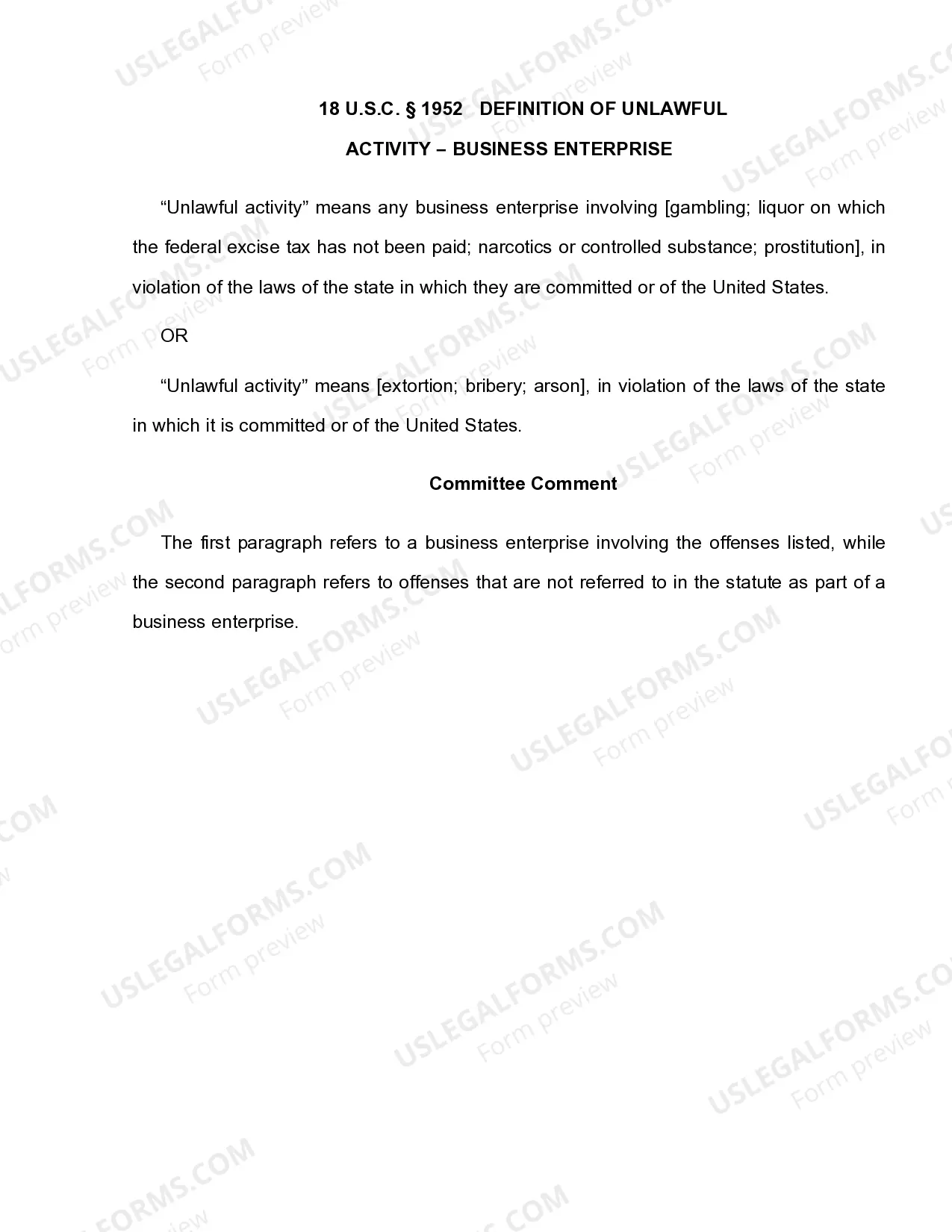 Preview 18 U.S.C. Sec. 1952 INTERSTATE AND FOREIGN TRAVEL OR TRANSPORTATION IN AID OF RACKETEERING ENTERPRISES