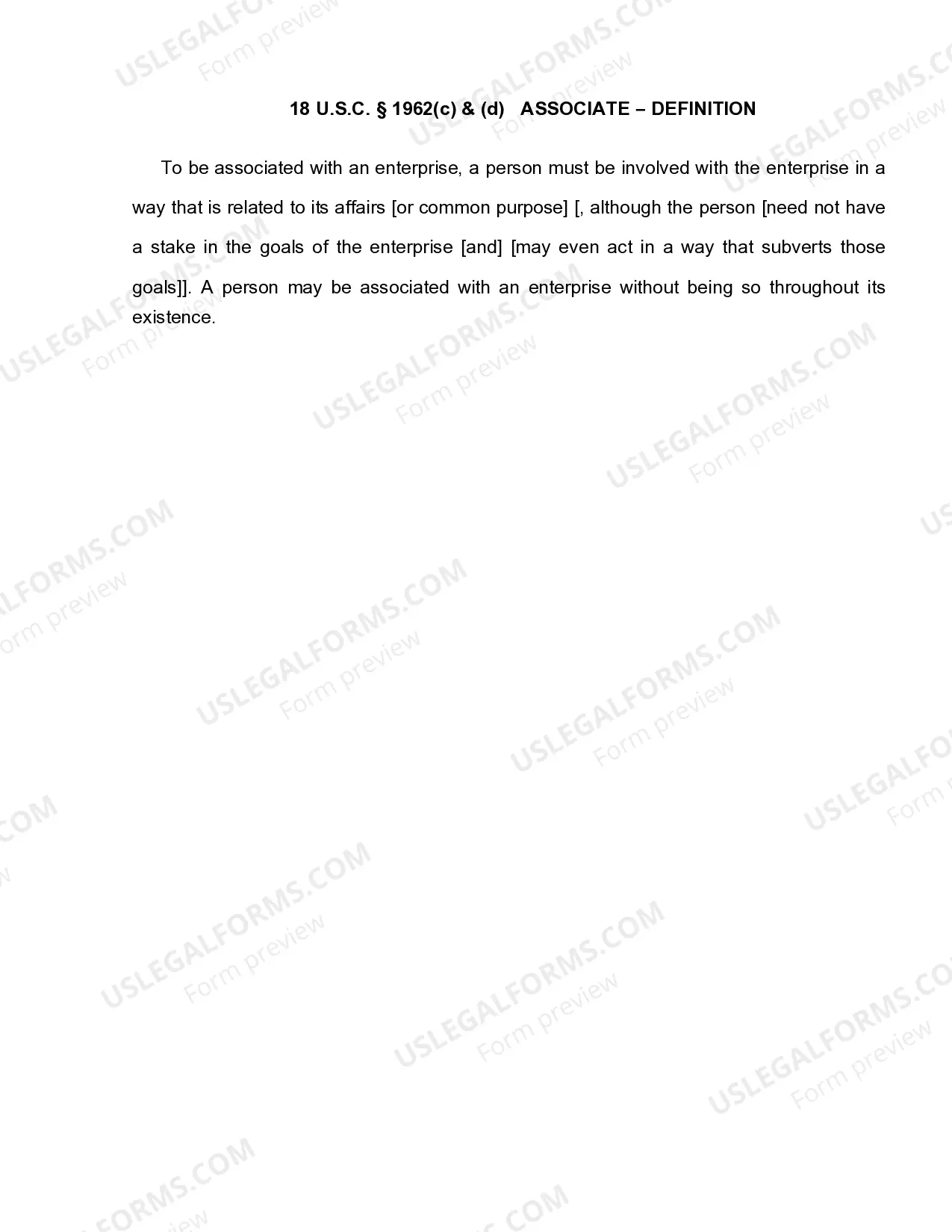 Preview 18 U.S.C. Sec. 1962(C) & (D) ASSOCIATE