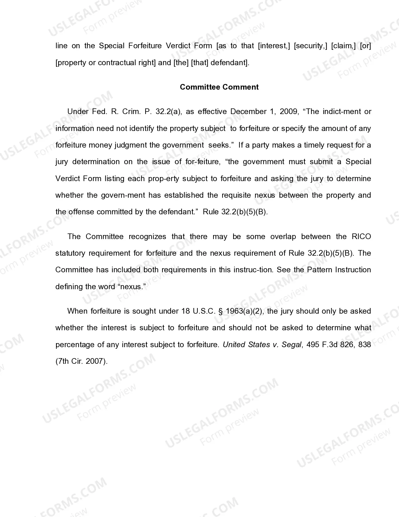 Preview 18 U.S.C. Sec. 1963(A)(2) FORFEITURE ELEMENTS