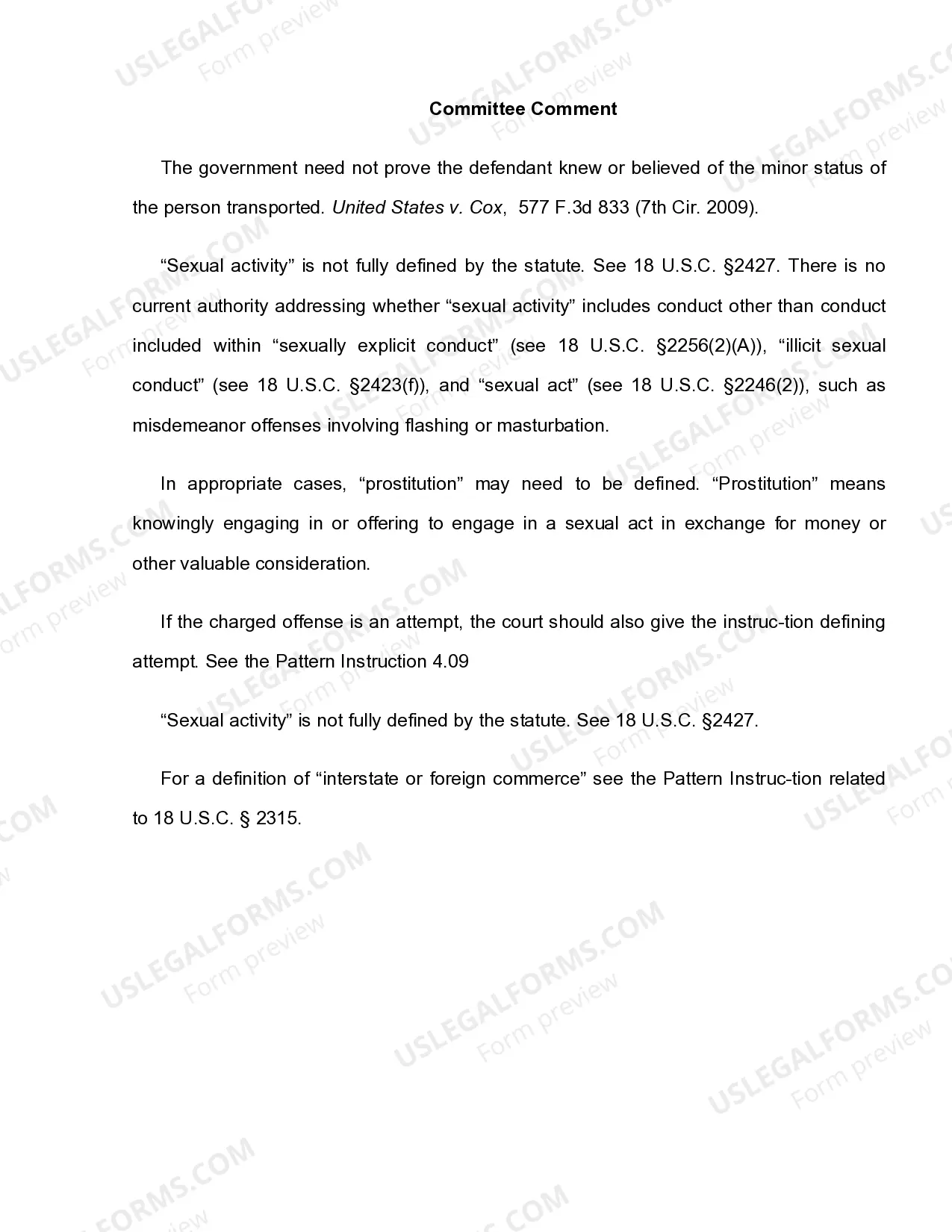 Preview 18 U.S.C. Sec. 2423(A) TRANSPORTATION OF MINORS WITH INTENT TO ENGAGE IN CRIMINAL SEXUAL ACTIVITY