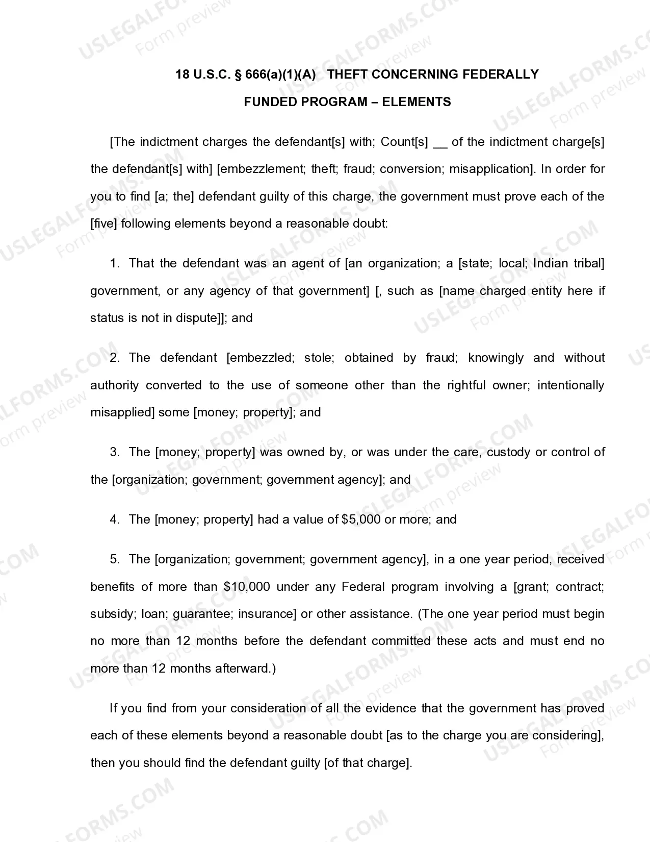 Preview 18 U.S.C. Sec. 666(A)(1)(A) THEFT CONCERNING FEDERALLY FUNDED PROGRAM
