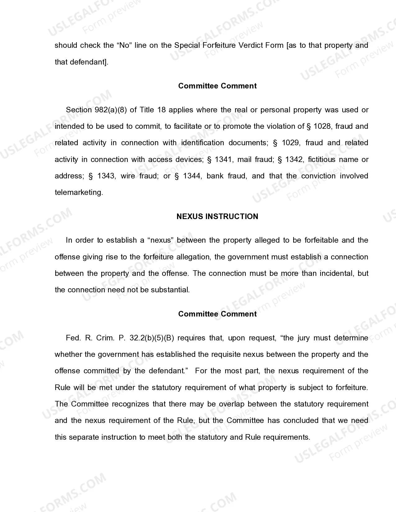 Preview 18 U.S.C. Sec. 982(a)(8) FORFEITURE INSTRUCTION