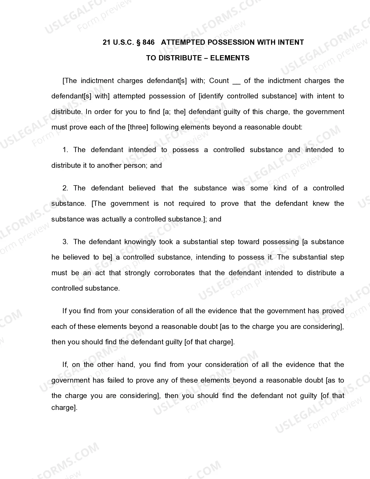 Preview 21 U.S.C. Sec. 846 ATTEMPTED DISTRIBUTION OF CONTROLLED SUBSTANCE