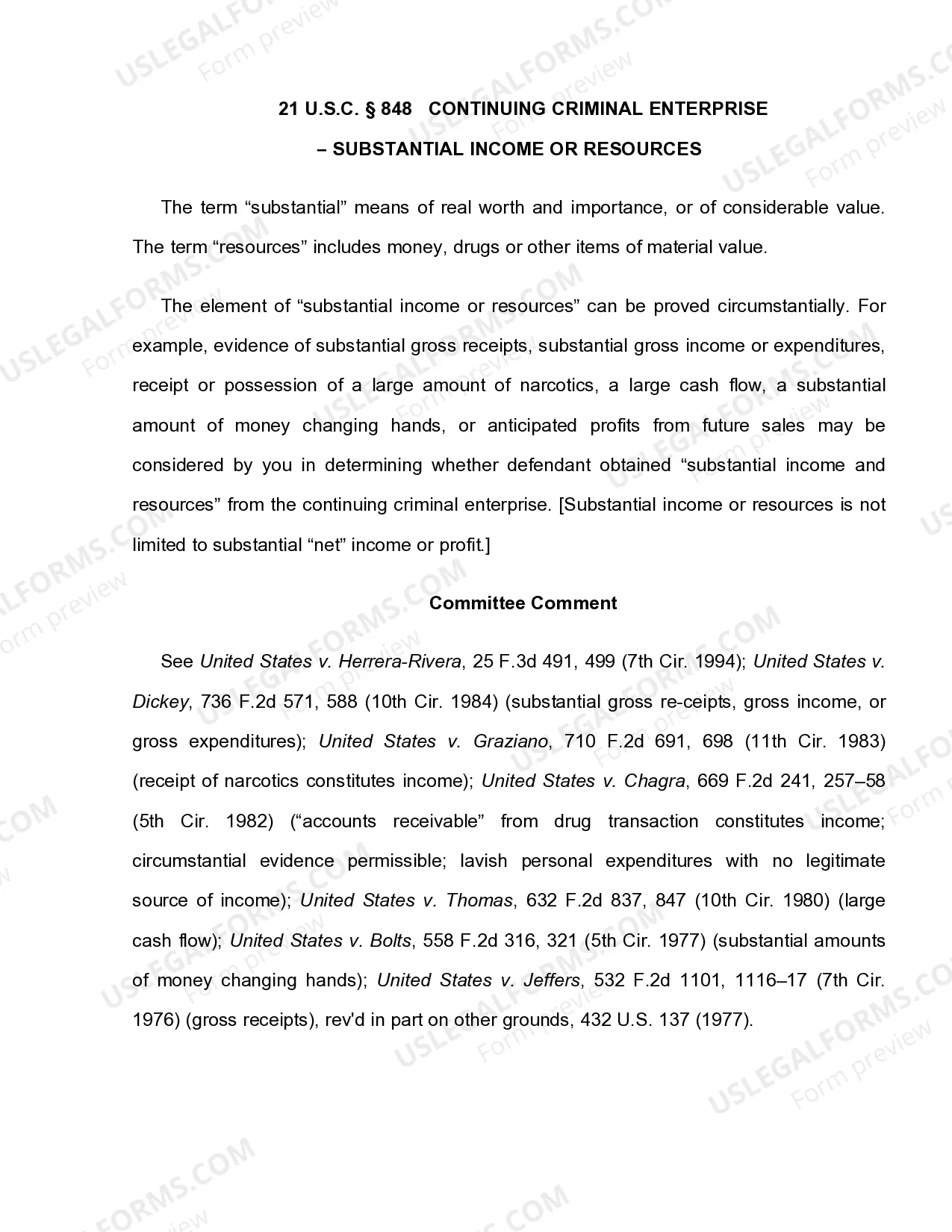 Preview 21 U.S.C. Sec. 848 CONTINUING CRIMINAL ENTERPRISE