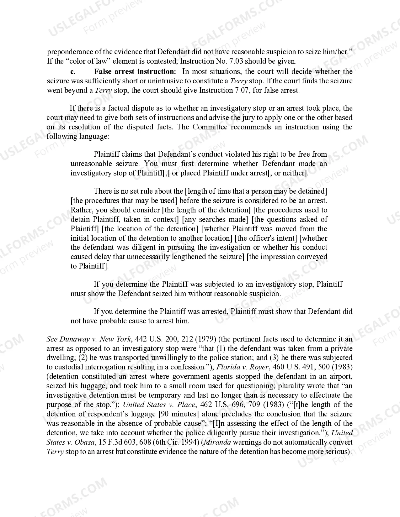 Preview 7.06 Fourth Amendment: Terry (Investigative) Stop