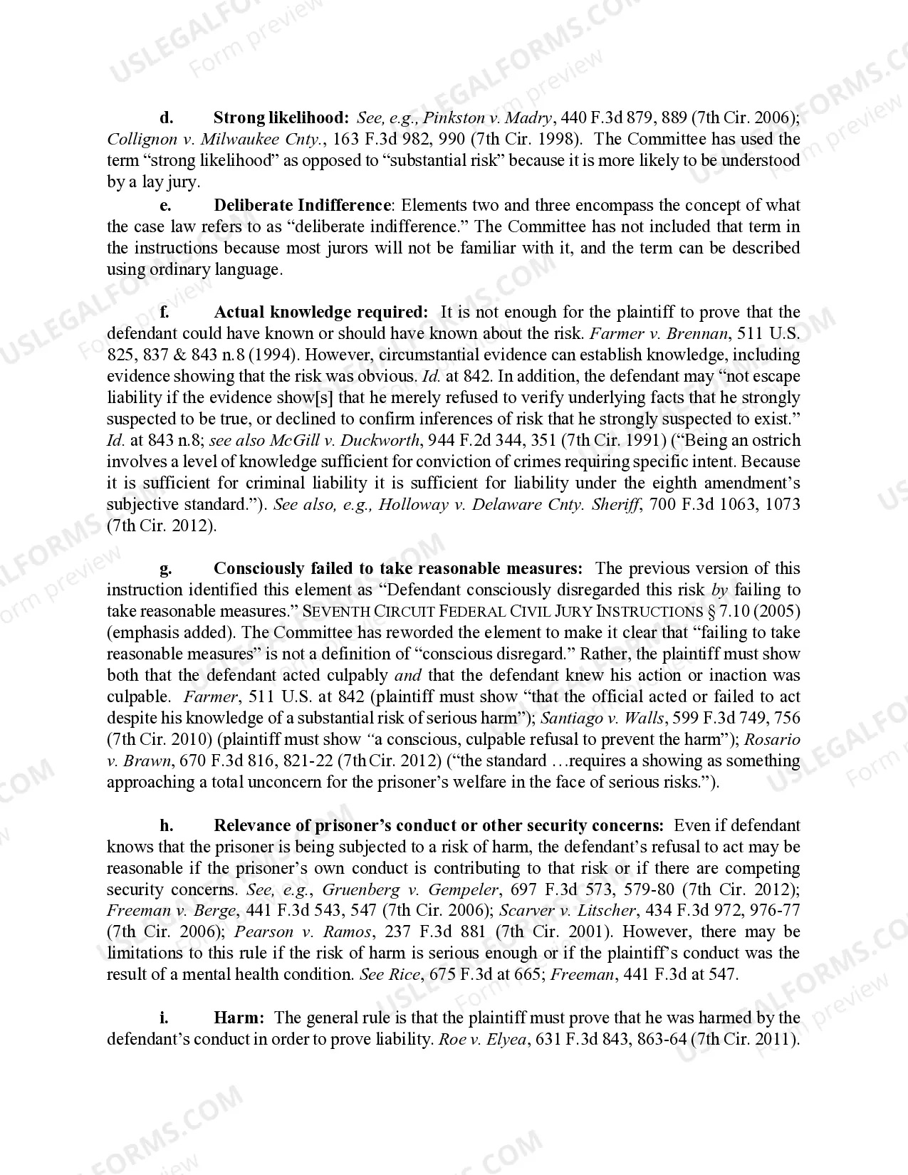 Preview 7.15 Eighth and Fourteenth Amendments: Jail/prison Conditions of Confinement - Elements