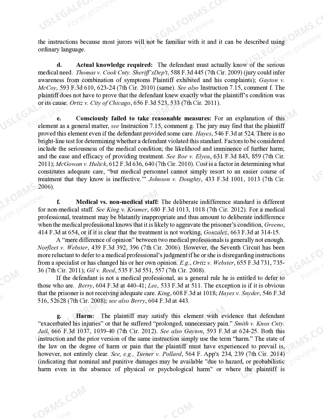 Preview 7.17 Eighth and Fourteenth Amendments: Failure to Provide Medical Attention - Elements