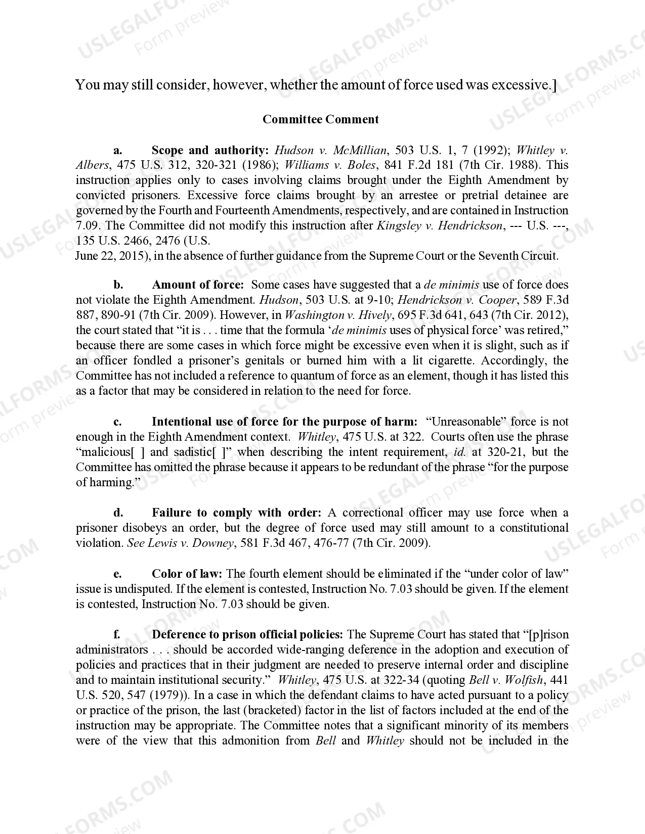 Preview 7.18 Eighth Amendment: Excessive Force Against Convicted Prisoner - Elements.