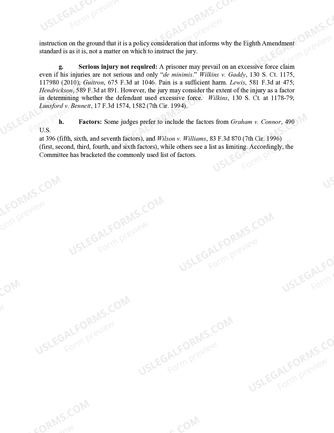 Preview 7.18 Eighth Amendment: Excessive Force Against Convicted Prisoner - Elements.