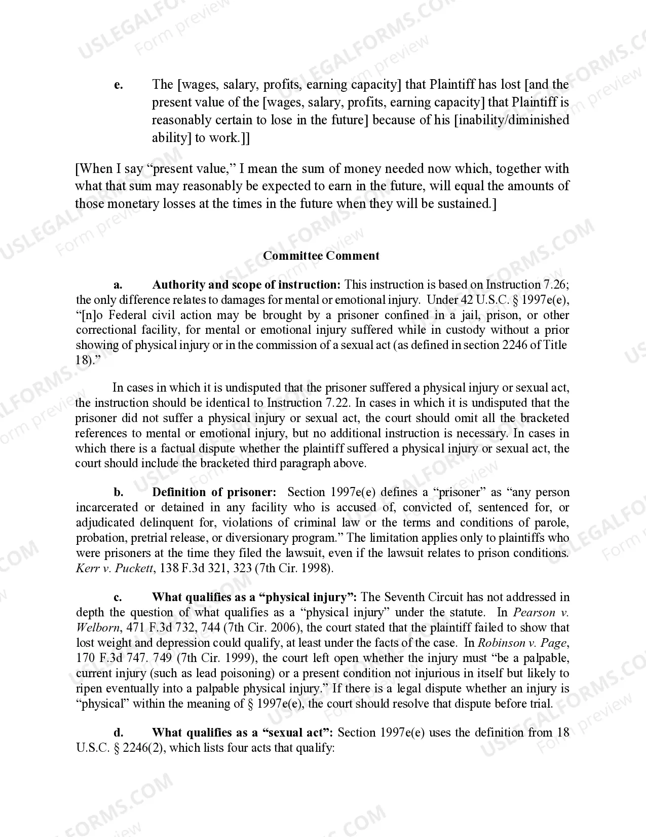 Preview 7.27 Compensatory Damages in Prisoner Cases