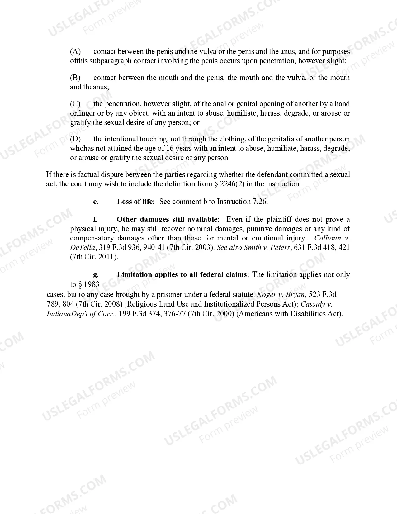 Preview 7.27 Compensatory Damages in Prisoner Cases
