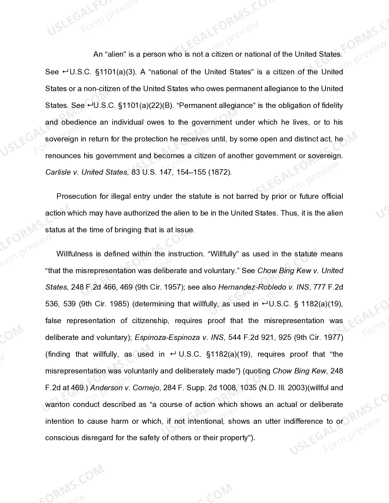 Preview 8 U.S.C. Sec. 1325(A)(3) ENTRY BY FALSE OR MISLEADING REPRESENTATION - ELEMENTS