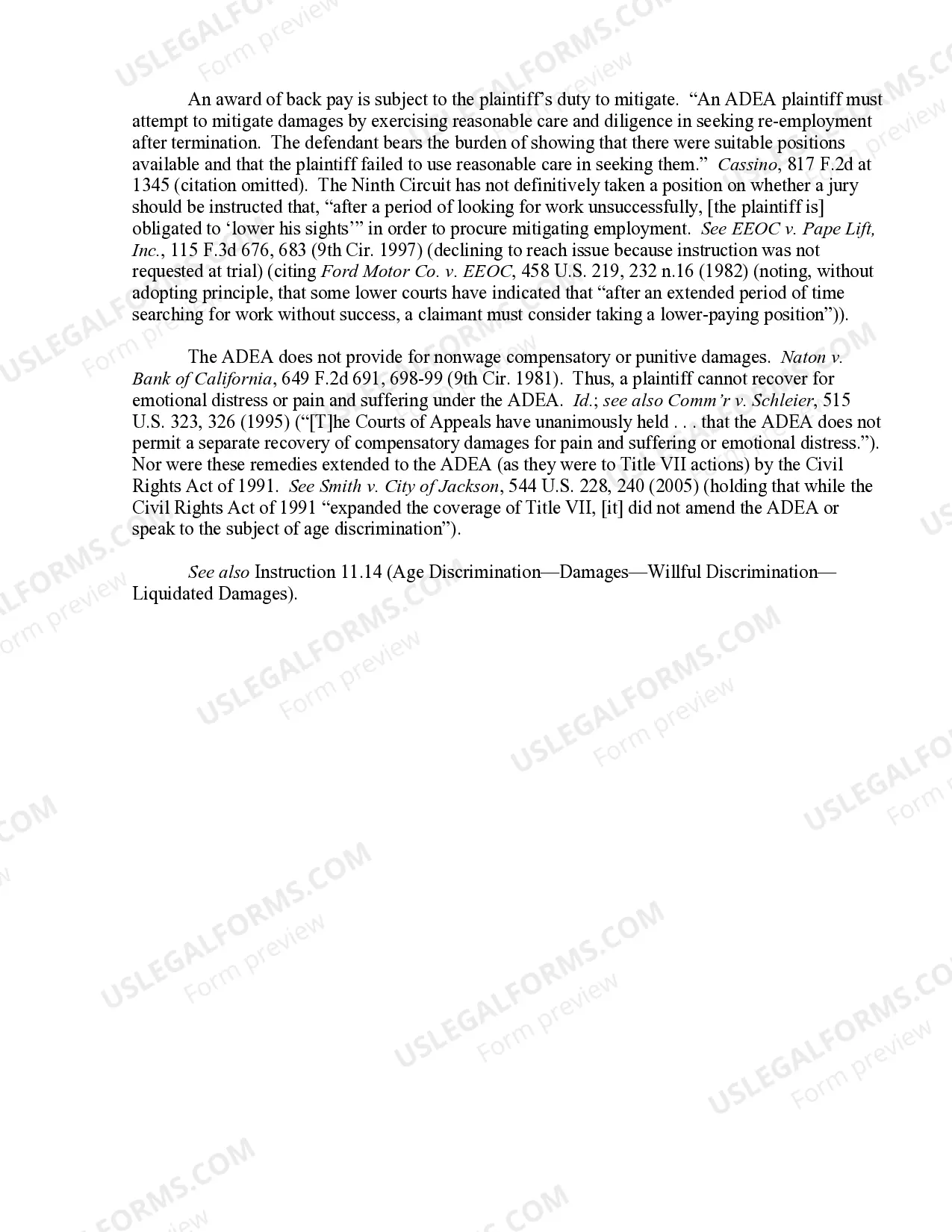 Preview 11.13 Age Discrimination-Damages-Back Pay-Mitigation