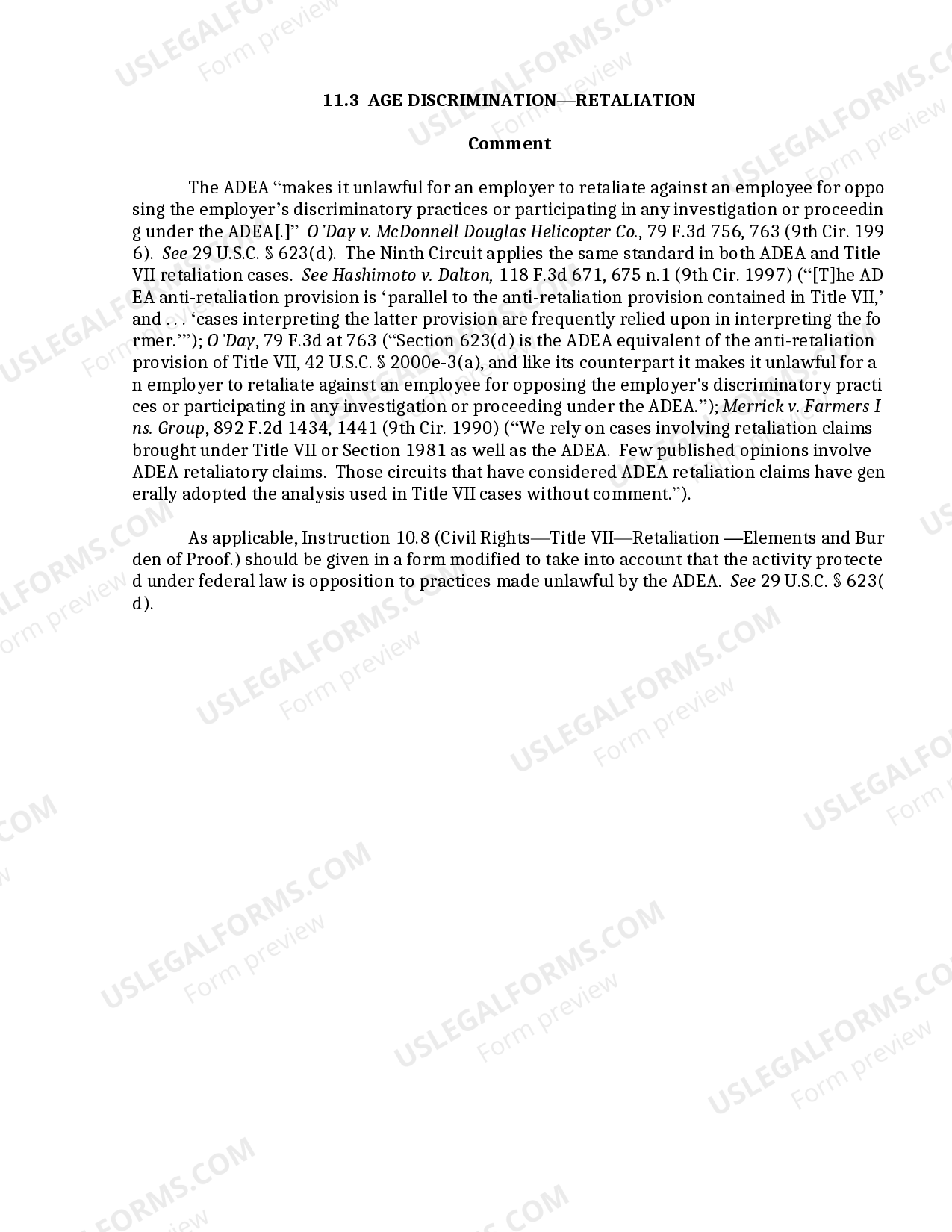 11.3 Age Discrimination-Retaliation | US Legal Forms