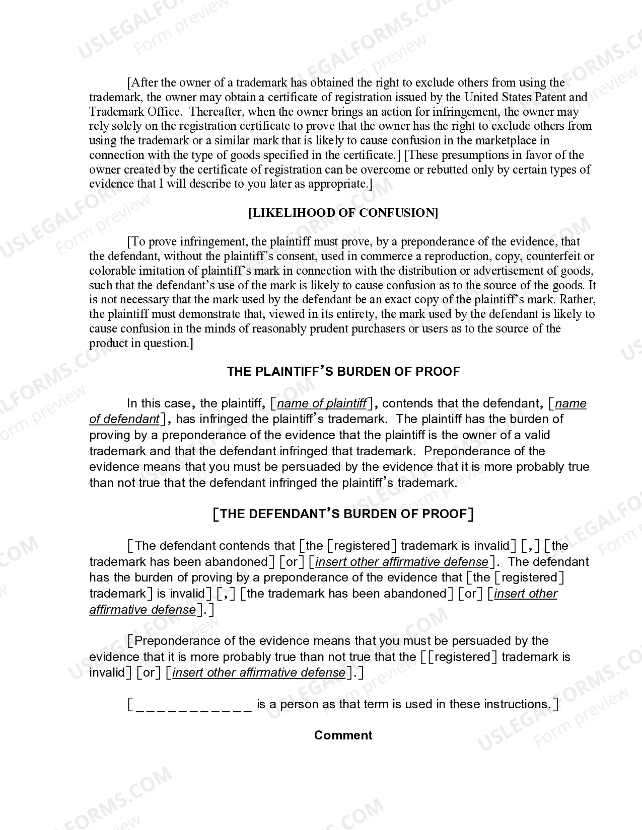 Preview 15.1 Preliminary Instruction-Trademark