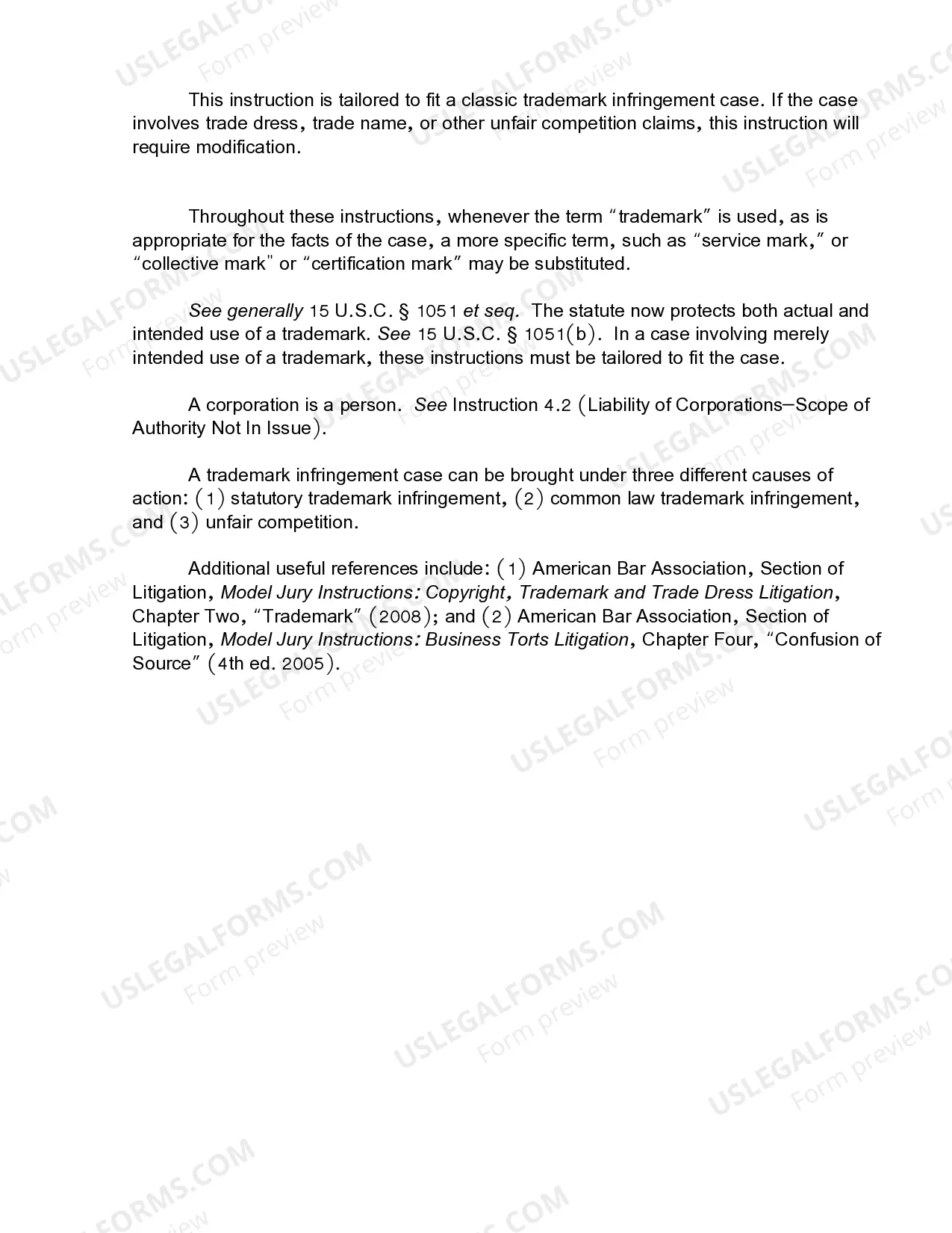 Preview 15.1 Preliminary Instruction-Trademark