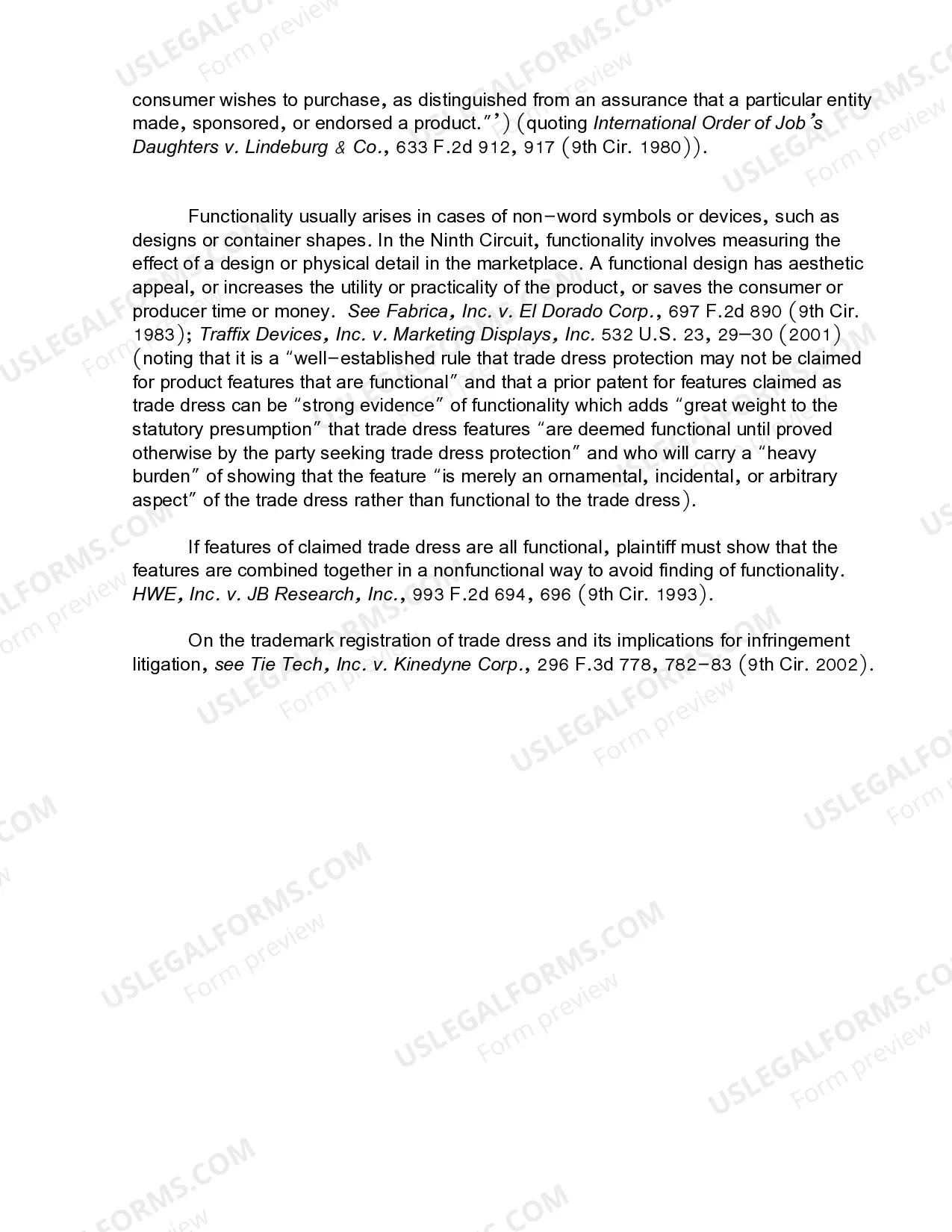Preview 15.12 Infringement-Elements-Validity-Trade Dress-Non-Functionality Requirement