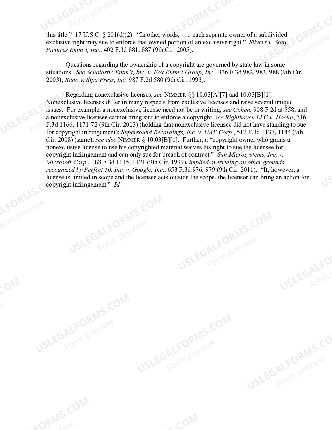 Preview 17.13 Copyright Interests-Exclusive Licensee