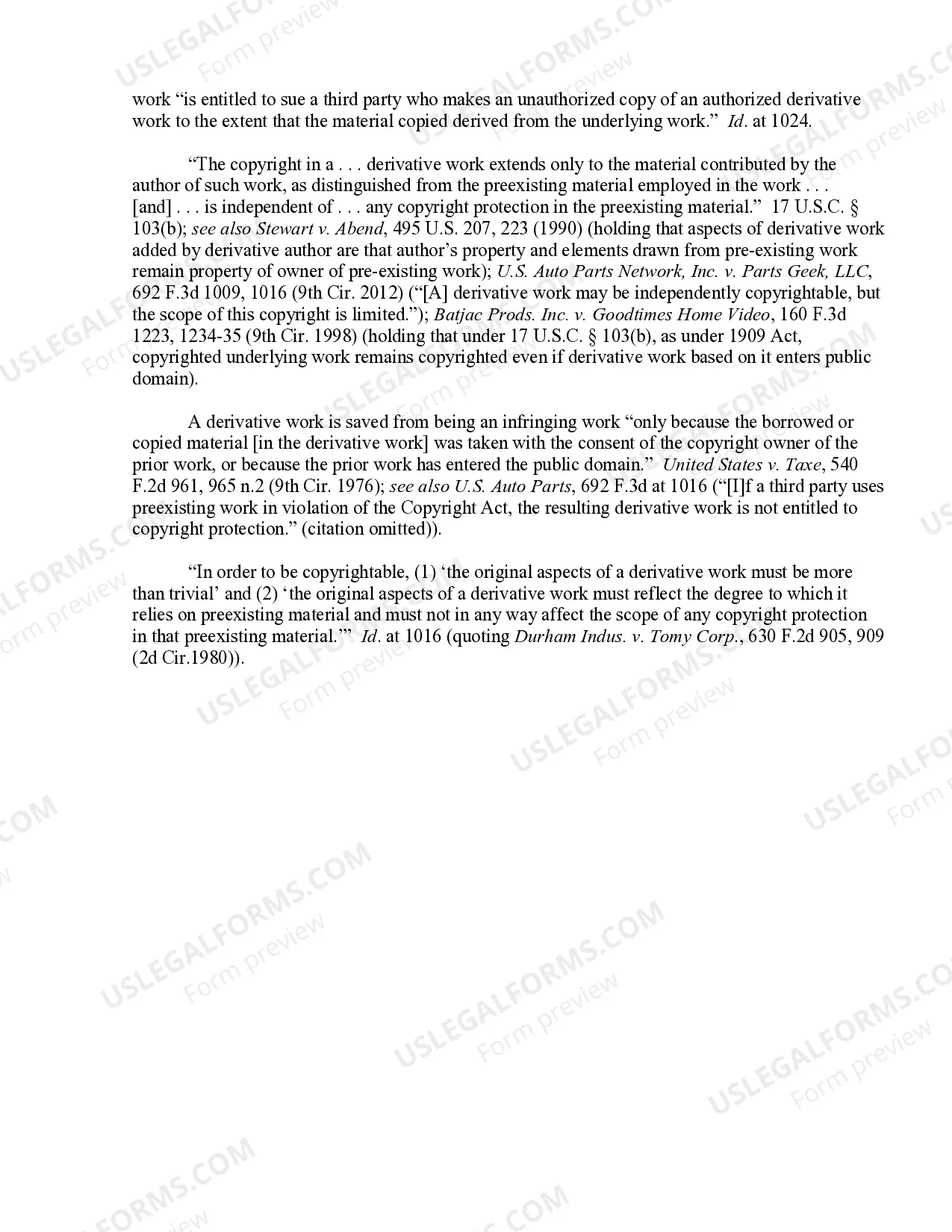 Preview 17.15 Copyright Interests-Derivative Work