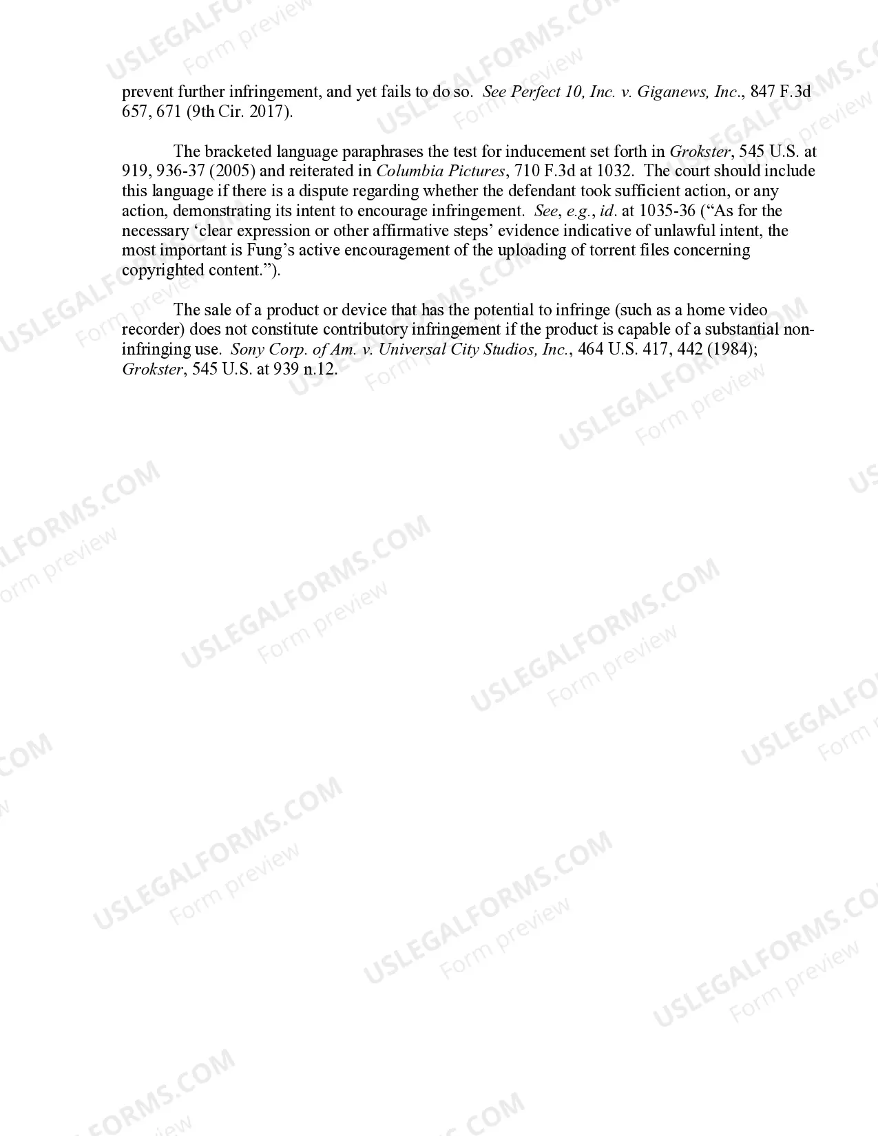 Preview 17.21 Secondary Liability-Contributory Infringement-Elements and Burden of Proof