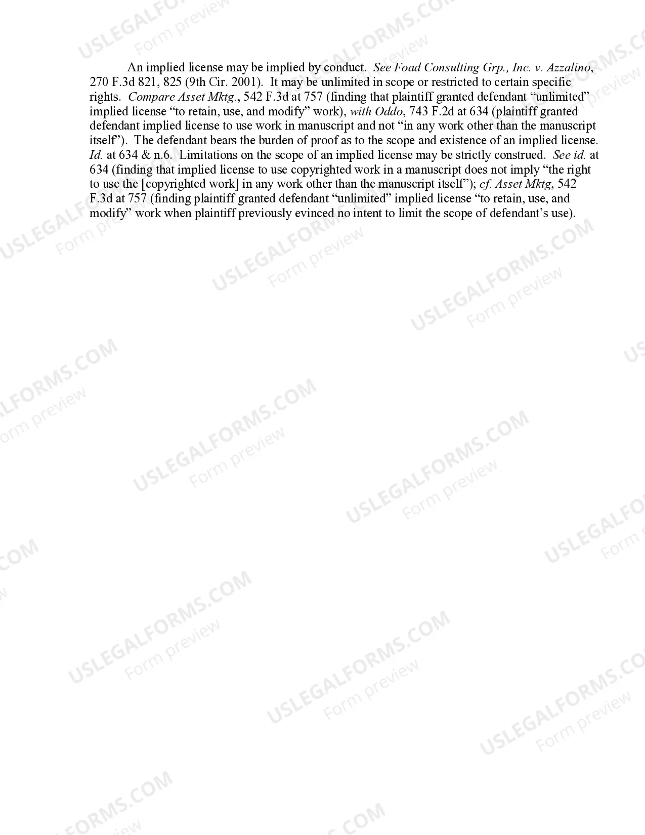 Preview 17.25 Copyright-Affirmative Defense-Implied License
