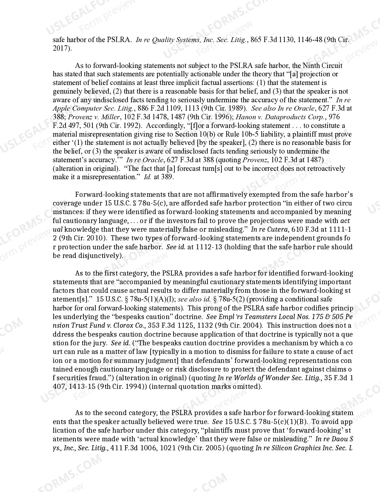 Preview 18.4 Securities-Forward-looking Statements