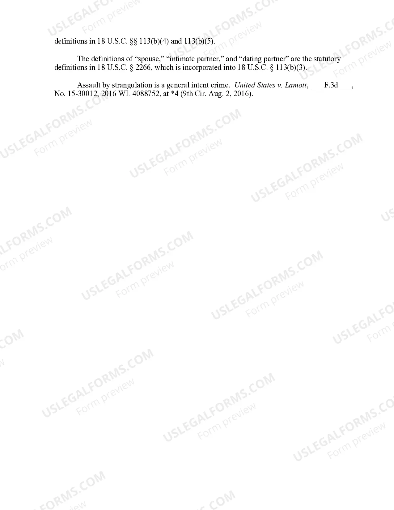 Preview 8.10A Assault by Strangulation or Suffocation (18 U.S.C. Sec. 113(a)(7))