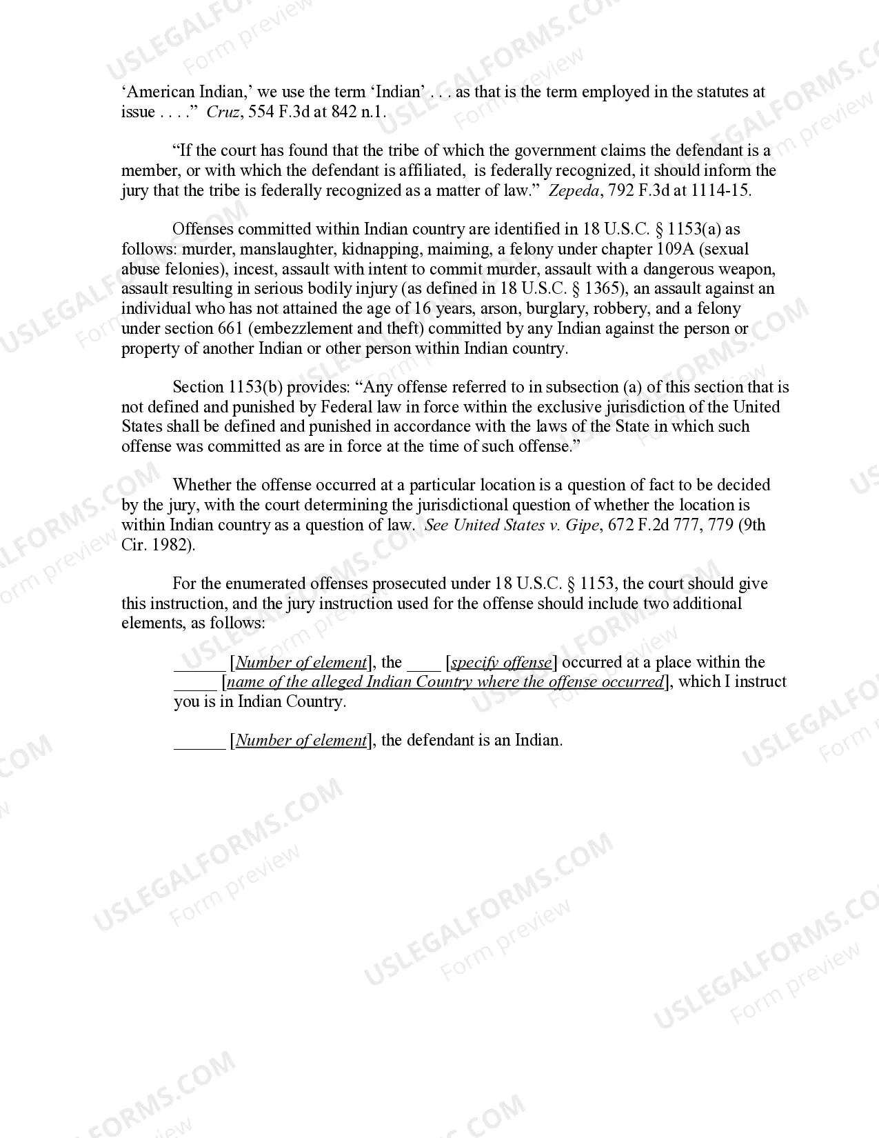 Preview 8.113 Determination of Indian Status for Offenses Committed Within Indian Country (18 U.S.C. Sec. 1153)