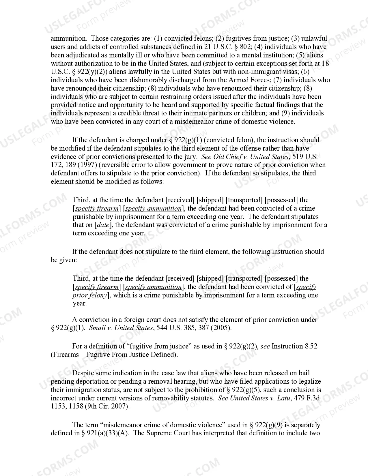 Preview 8.63 Firearms-Unlawful Receipt (18 U.S.C. Sec. 922(g))