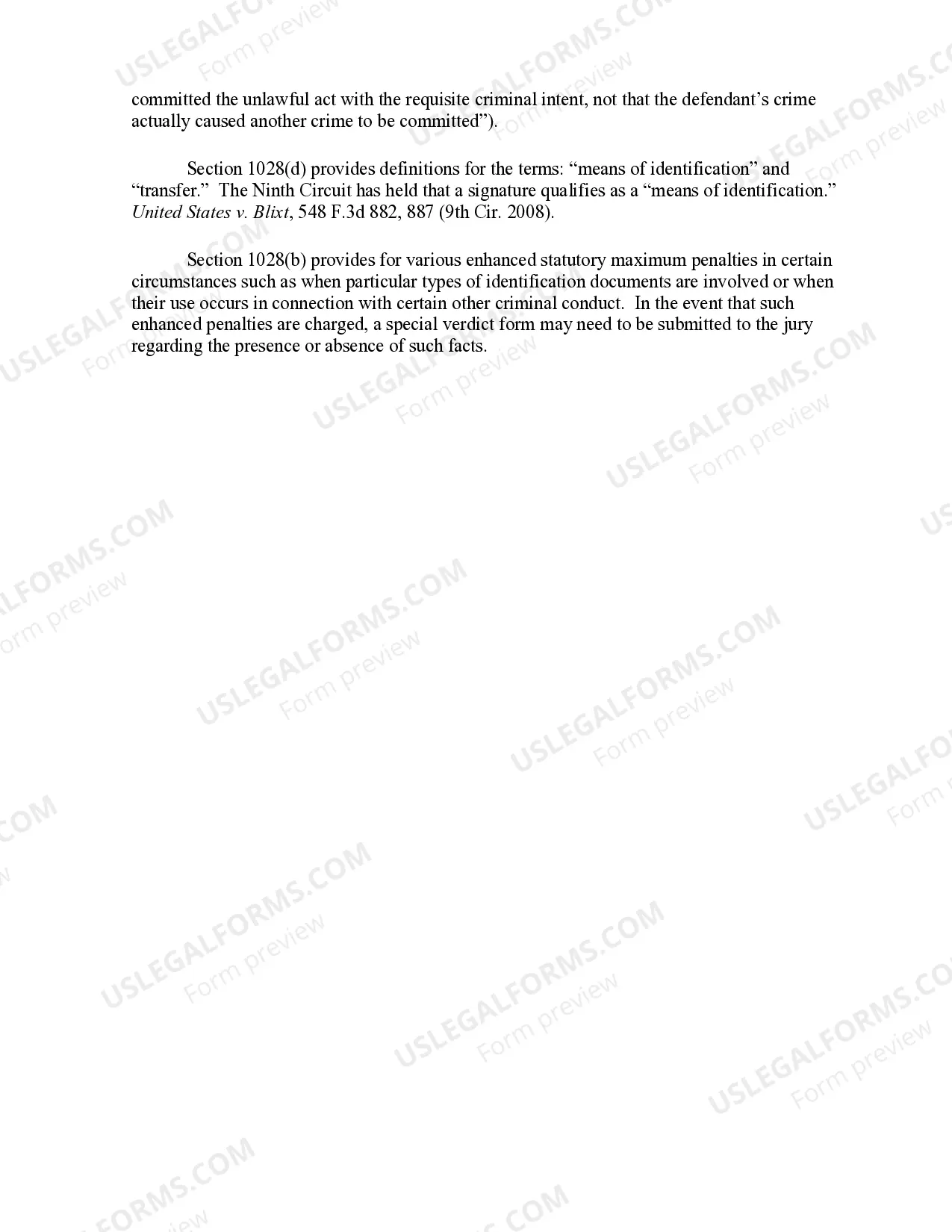 Preview 8.81 Fraud in Connection With Identification Documents-Possessing Another's Means of Identification (18 U.S.C. Sec. 1028 (a)(7))