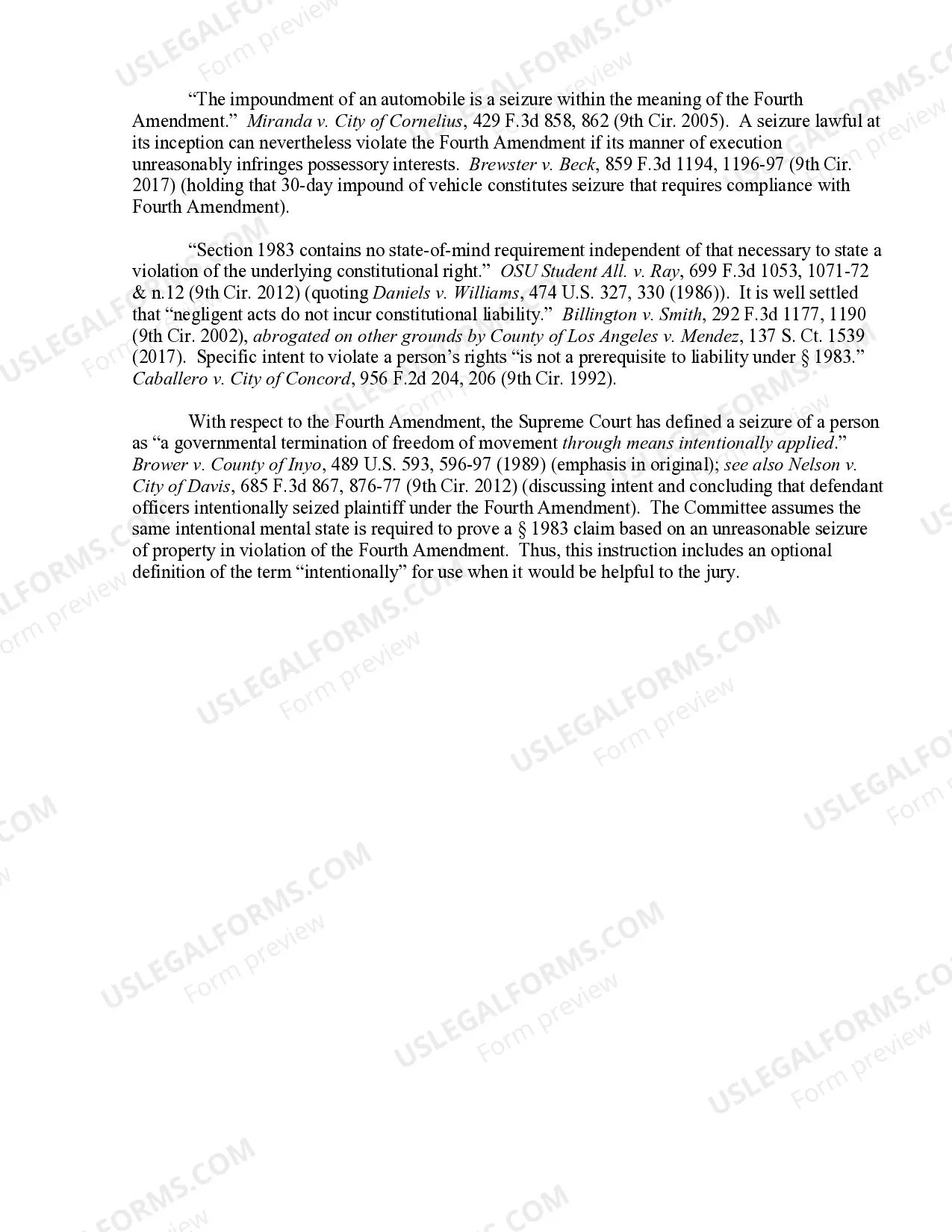 Preview 9.18 Particular Rights-Fourth Amendment-Unreasonable Seizure of Property-Generally