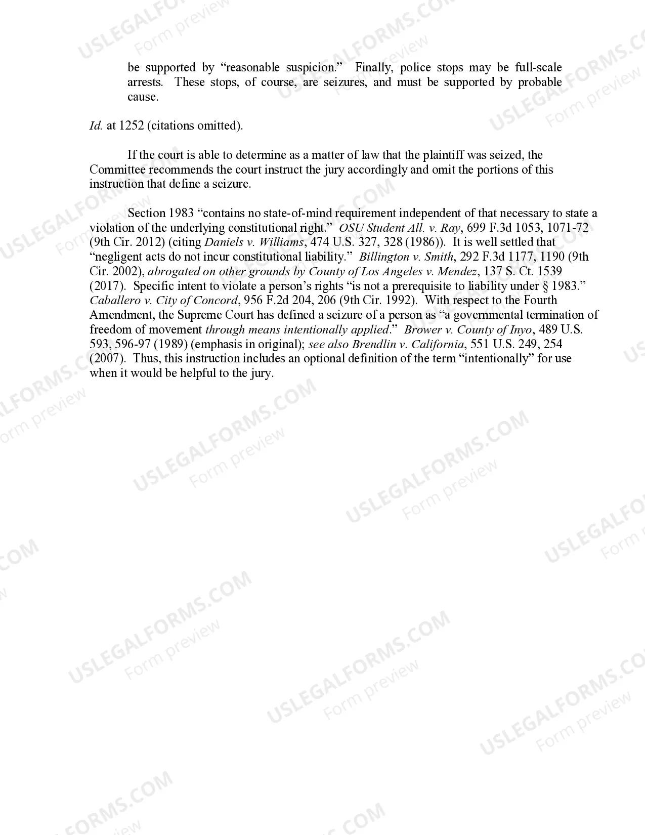 Preview 9.20 Particular Rights-Fourth Amendment-Unreasonable Seizure of Person-Generally