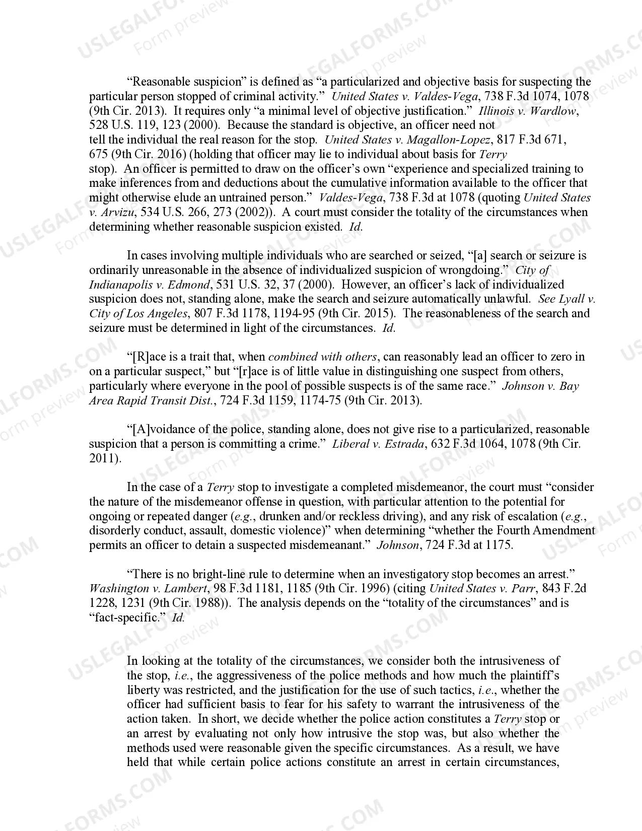 Preview 9.21 Particular Rights-Fourth Amendment-Unreasonable Seizure of Person-Exception to Warrant Requirement-Terry Stop 172