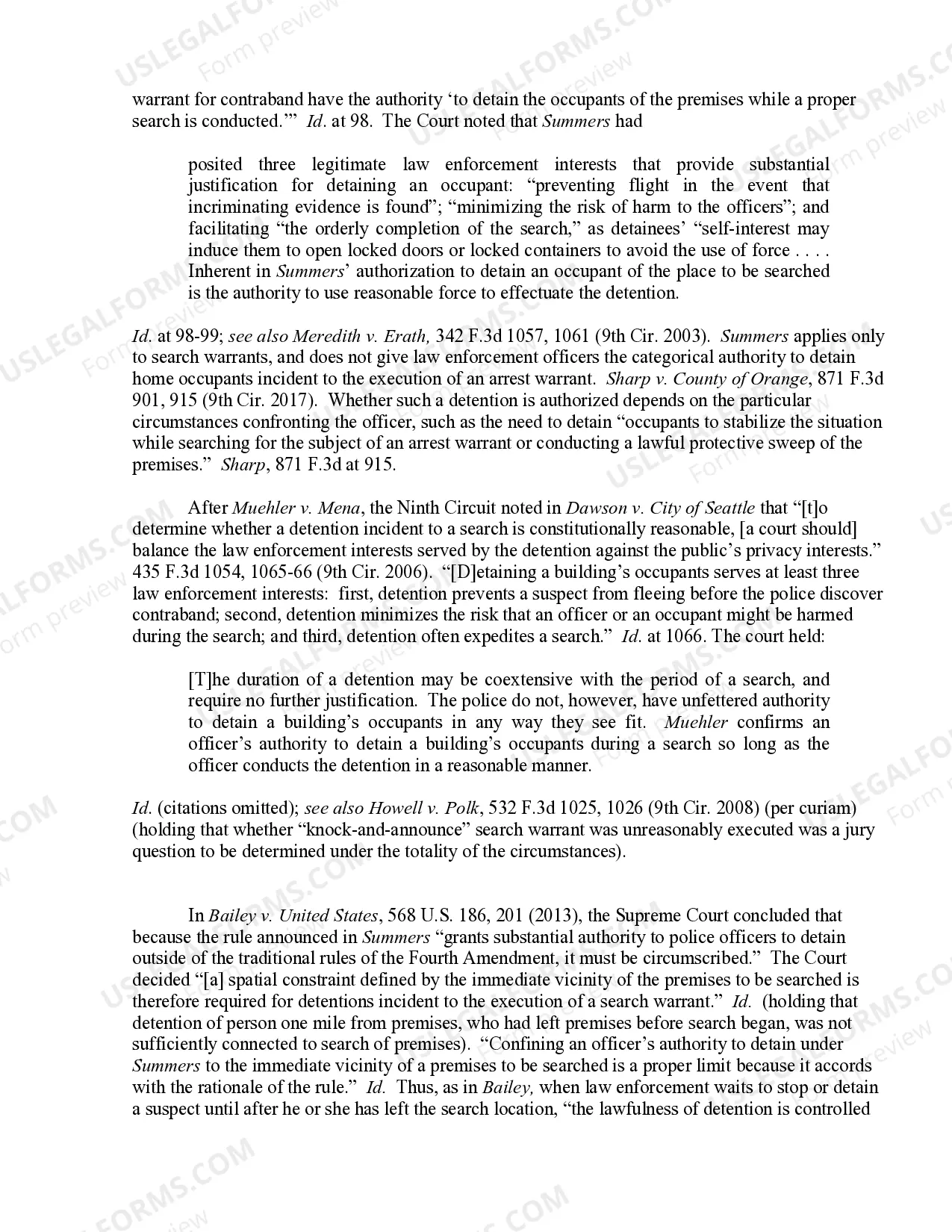 Preview 9.24 Particular Rights-Fourth Amendment-Unreasonable Seizure of Person-Detention During Execution of Search Warrant