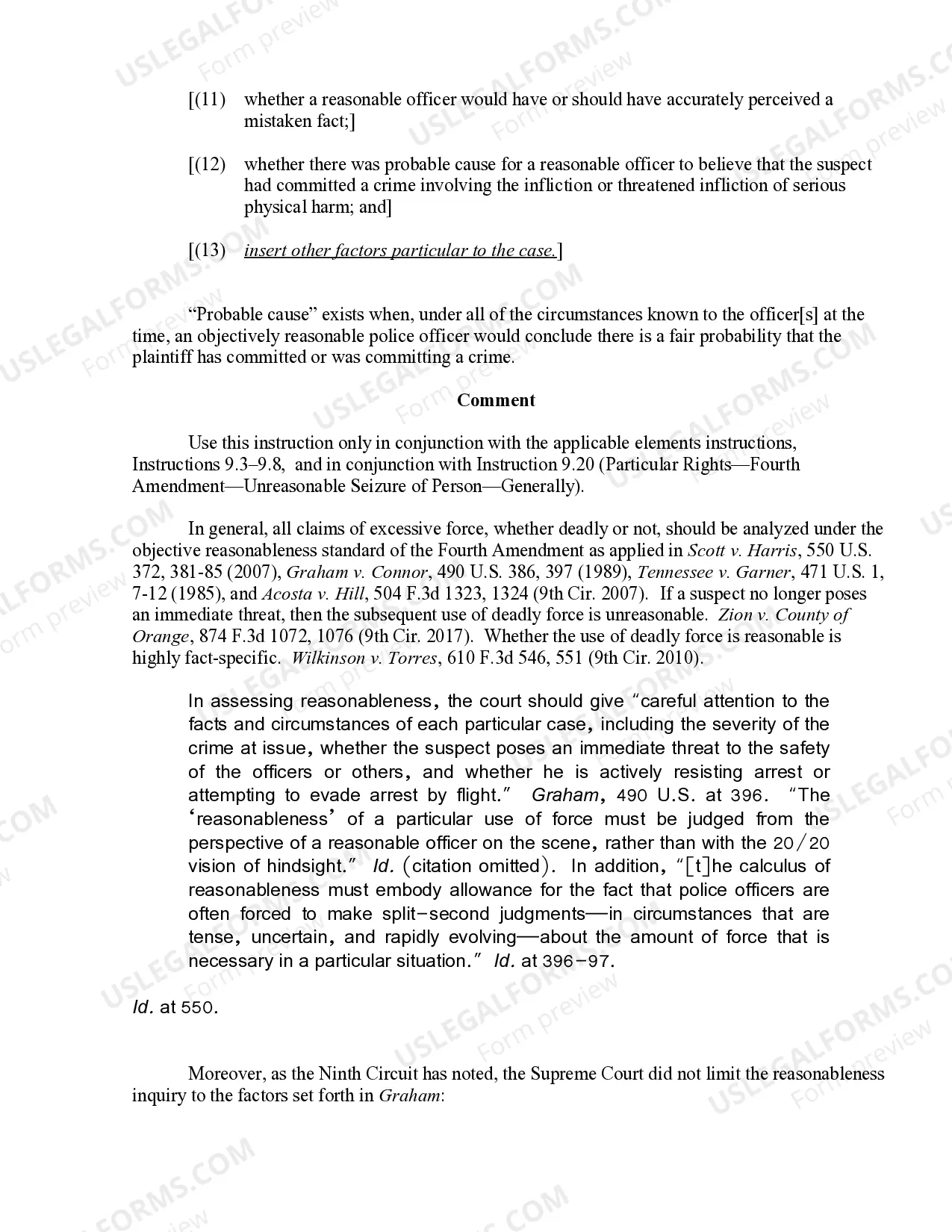 Preview 9.25 Particular Rights-Fourth Amendment-Unreasonable Seizure of Person-Excessive (Deadly and Nondeadly) Force