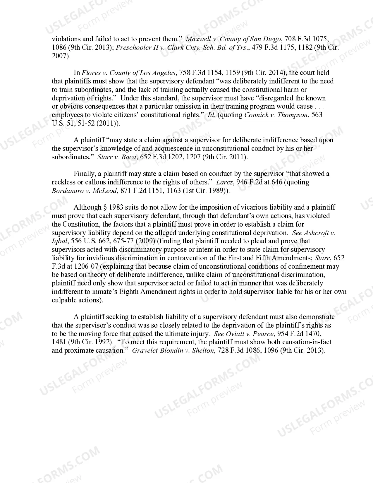 Preview 9.4 Section 1983 Claim Against Supervisory Defendant in Individual Capacity-Elements and Burden of Proof