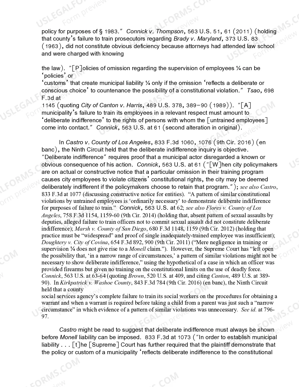 Preview 9.8 Section 1983 Claim Against Local Governing Body Defendants Based on a Policy that Fails to Prevent Violations of Law or a Policy of Failure to Train-Elements and Burden of Proof