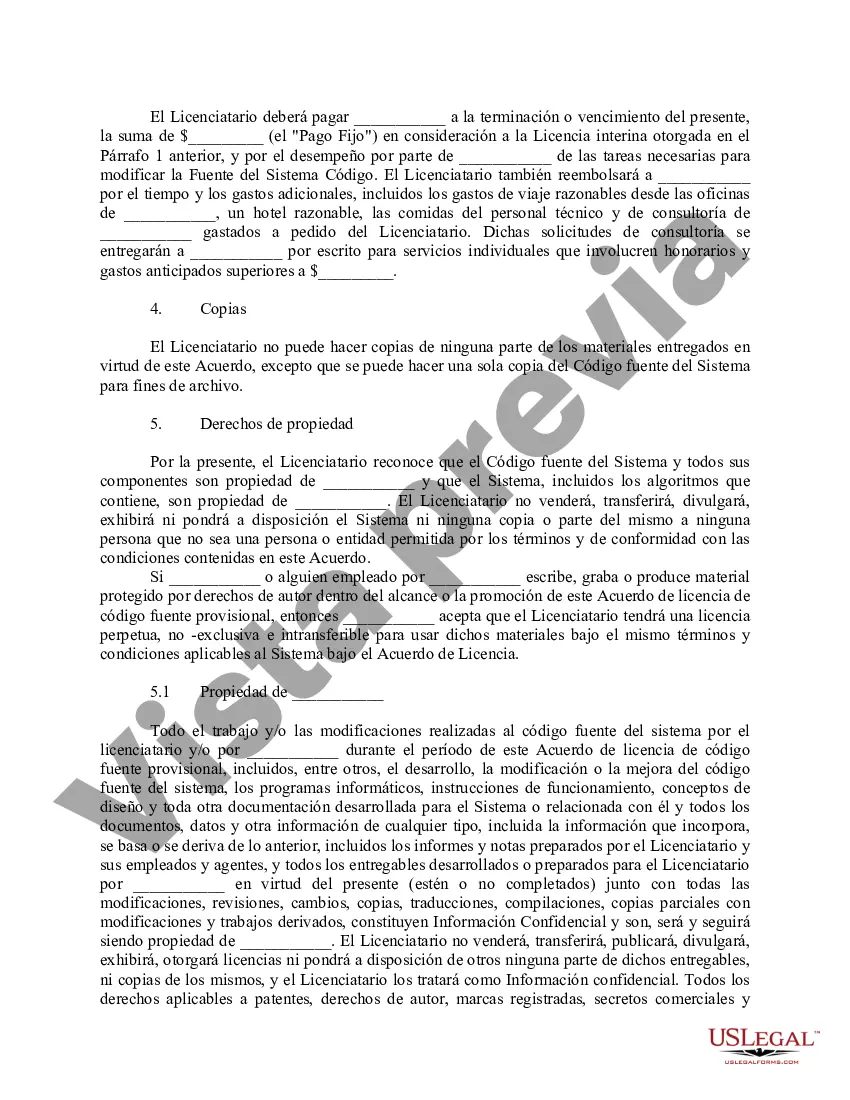 Preview Acuerdo de licencia de código fuente provisional