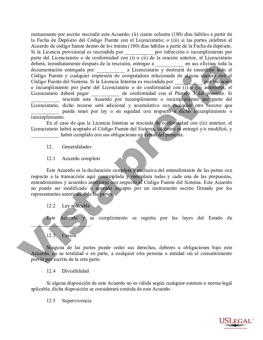 Preview Acuerdo de licencia de código fuente provisional