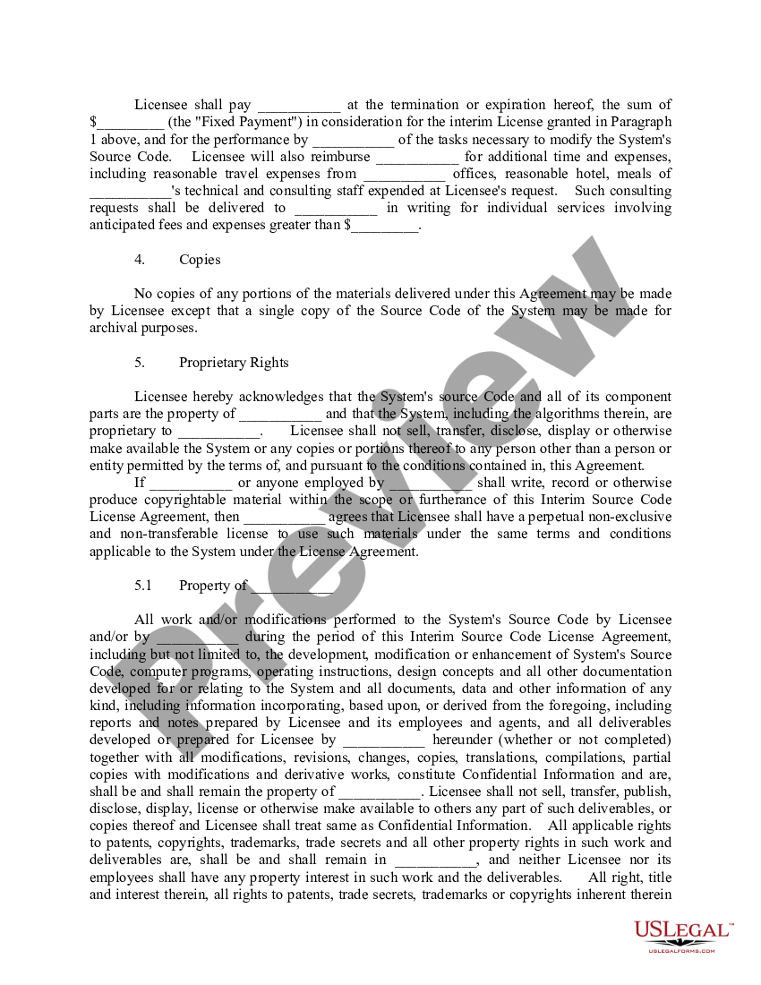 page 1 Interim Source Code License Agreement preview