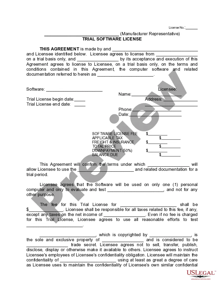 Preview Software Trial License Agreement