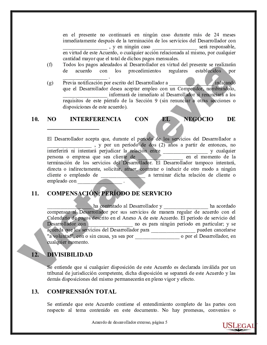 Preview Acuerdo de desarrollador externo - Programación y escritura de diseño de software